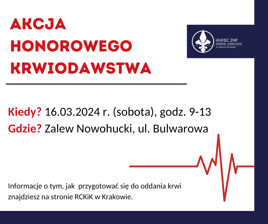 plakat Akcja krwiodawstwa nad Zalewem Nowohuckim